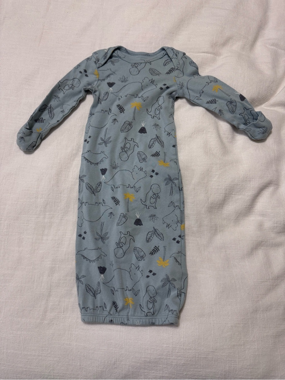 Carter's Light Blue Dino Print Sleep Gown with Yellow Accents